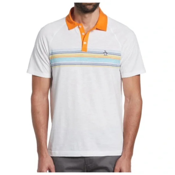 Original Penguin Engineered Stripe Pique Short Sleeve Polo Shirt